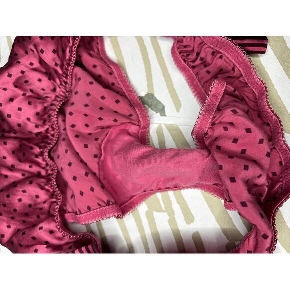 VICTORIA'S SECRET M SMOOTH SILK STRIPE SIDE BOW VINTAGE RARE BIKINI PANTIES - Picture 5 of 6